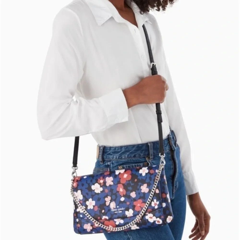 Kate Spade Laurel Way Bouquet Pop Greer Crossbody Black Multicolor Floral